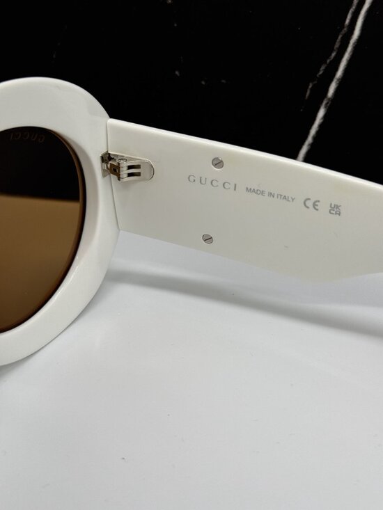 NEW GUCCI GG1647S 003 SUNGLASSES WHITE BROWN ROUND WOMEN EYEWEAR GUCCI main image 9